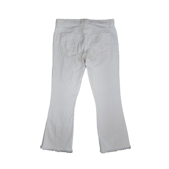 CURRENT/ELLIOTT The Cropped Flip Flop in Sugar WhiteFrayed Hem Jeans 25 EUC - Picture 3 of 4